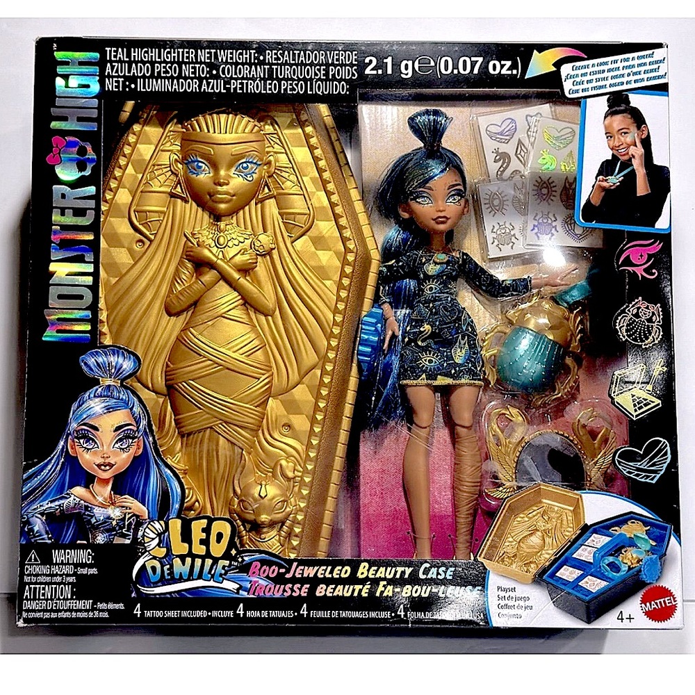 Monster Collectible High Cleo DeNile Golden Glam Case Play Set Doll